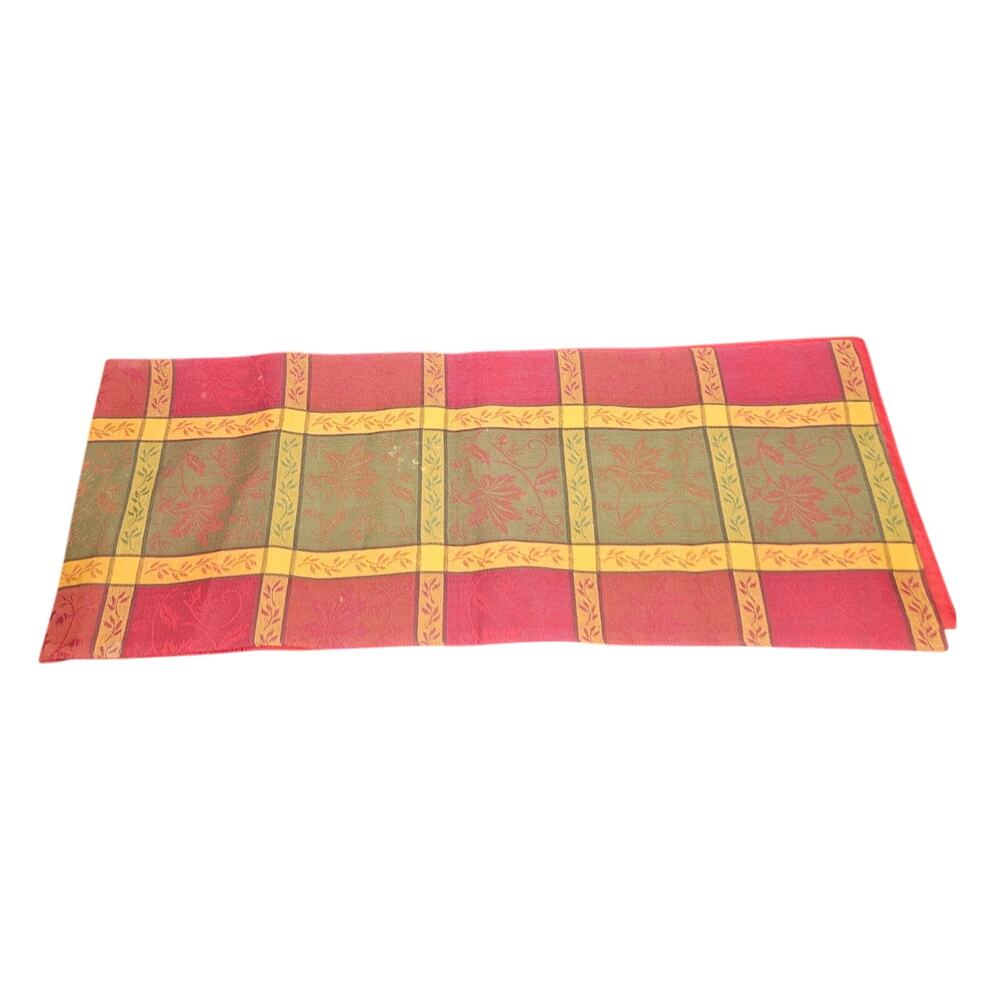 Plaid Tartan Table Runner Red Burgundy Gold Green Cotton Fall Holiday Decor